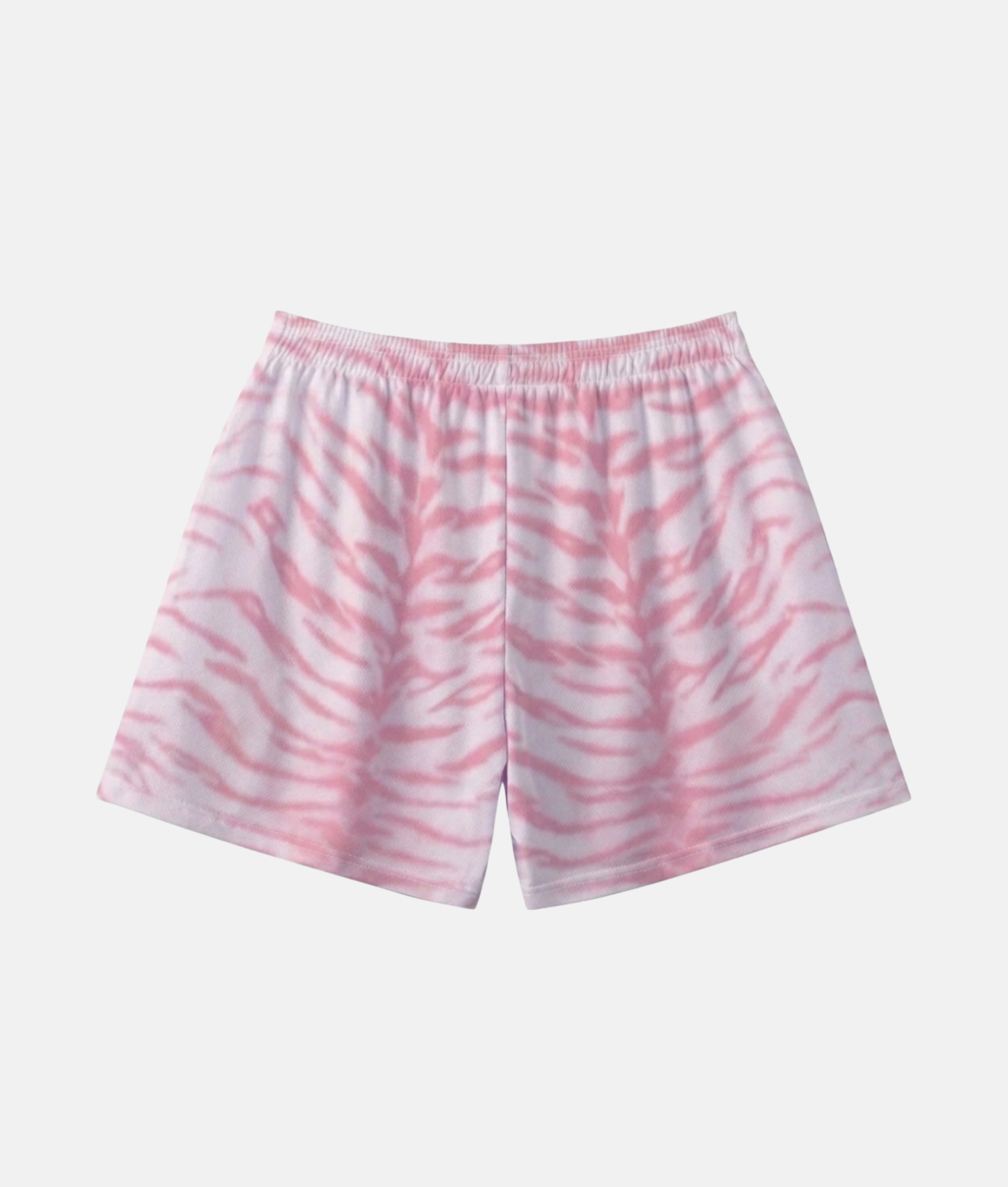 Vue arrière du short de sport 4Handle Blush Sauvage pink, affichant le motif zébré rose pastel continu.