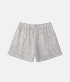 Vue arrière du short de sport 4Handle Diamond Skin, montrant la continuité du motif écaille de serpent gris et noir sur tout le vêtement.