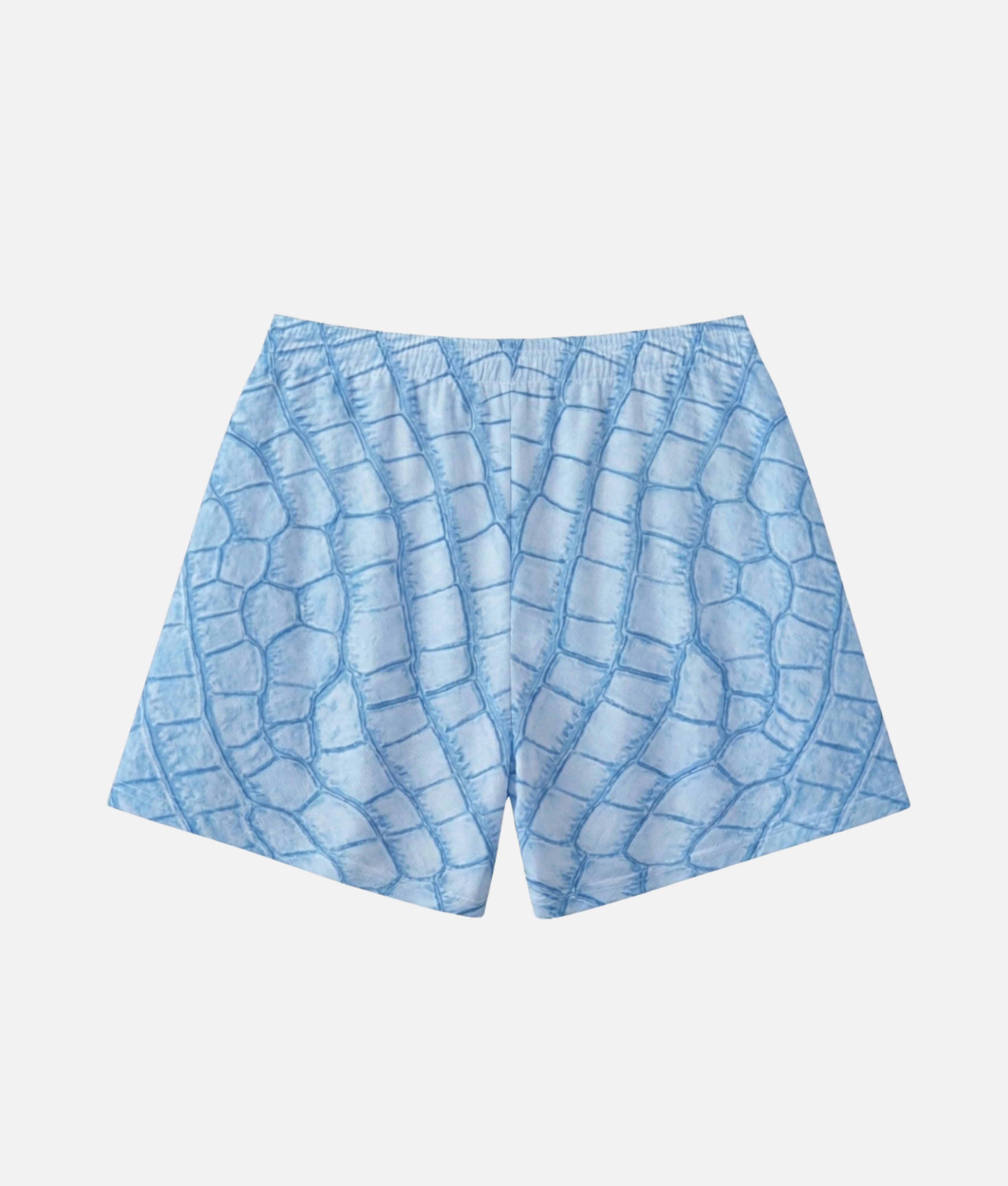 Vue arrière du short de sport 4Handle Low blue, affichant la continuité du motif texture reptile bleu clair.