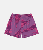 Vue arrière du short de sport 4Handle max pink, montrant la continuité du motif graphique abstrait fuchsia et violet.