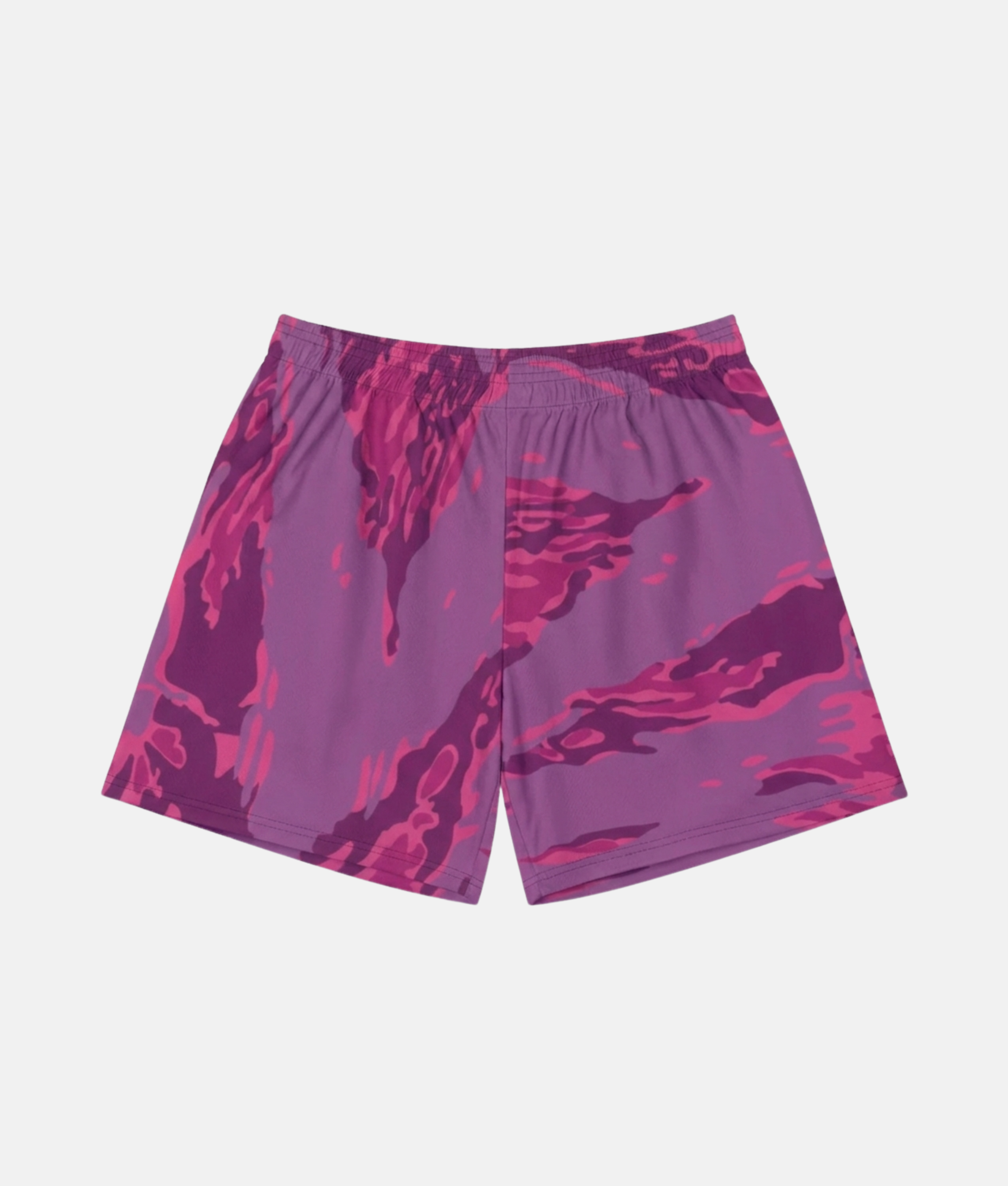 Vue arrière du short de sport 4Handle max pink, montrant la continuité du motif graphique abstrait fuchsia et violet.