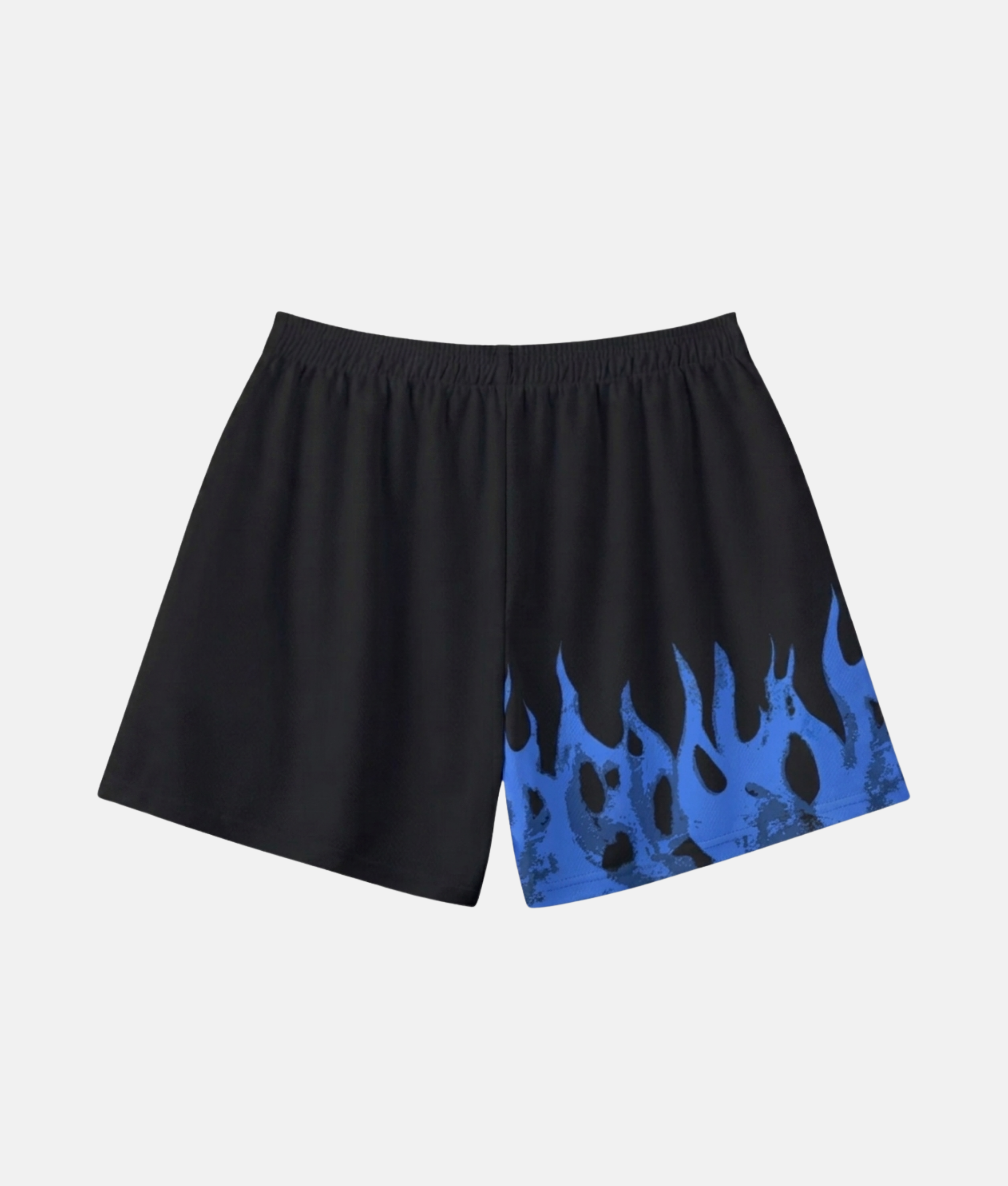 Vue arrière du short de sport 4Handle on fire blue, montrant l'asymétrie du design avec les flammes bleues enveloppant l'arrière de la jambe.