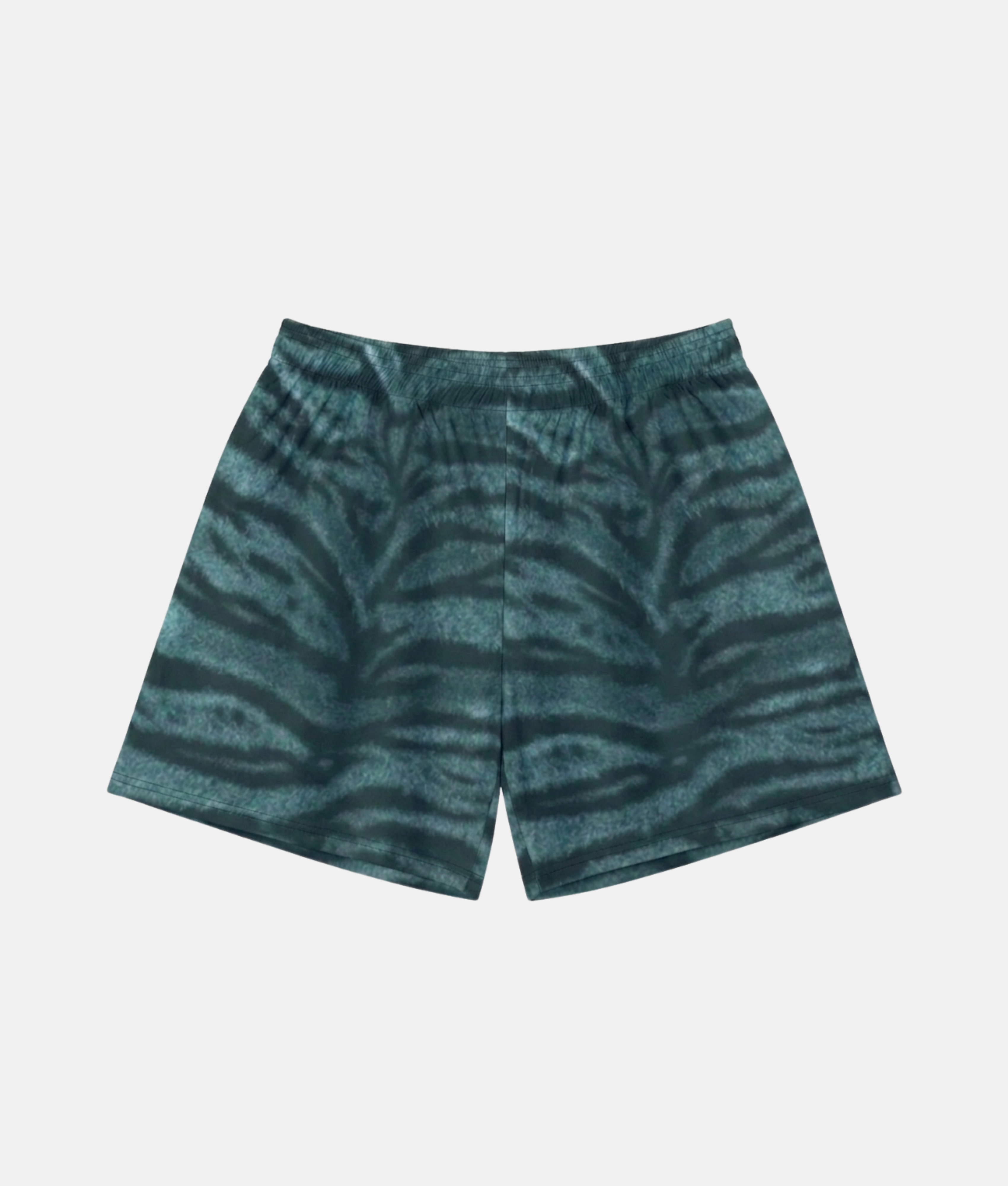 Vue arrière du short de sport 4Handle Sauvage Turbo Green, montrant le motif zébré texturé vert et noir continu.