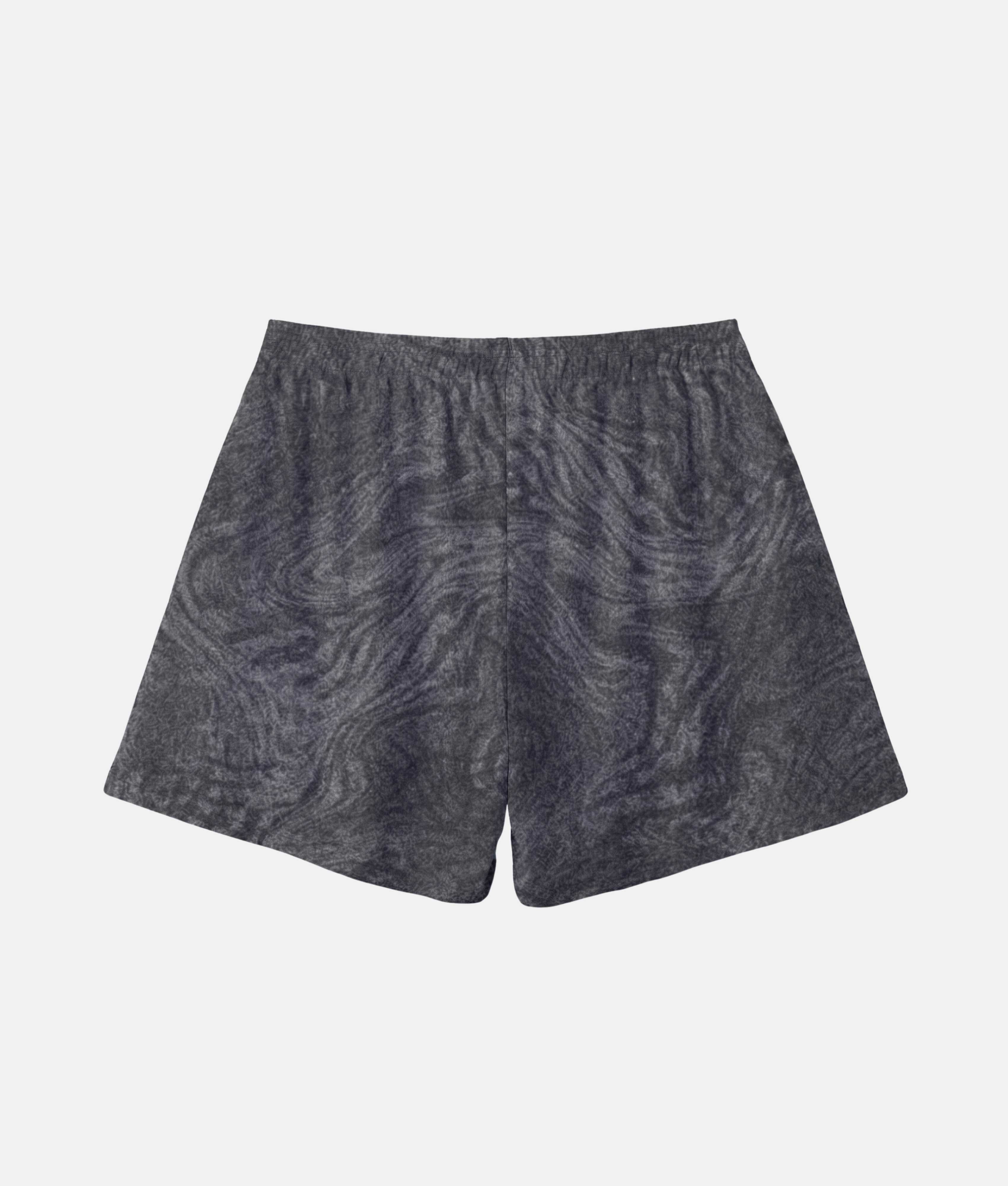 Vue arrière du short de sport 4Handle, mettant en valeur le motif de texture marbrée sombre continu sur l'ensemble du tissu.