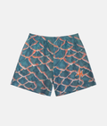 Short de sport 4Handle Touch Reptilia avec motif imprimé d'écailles de reptile bleu turquoise et orange, incluant le logo 4Handle orange sur la jambe gauche.